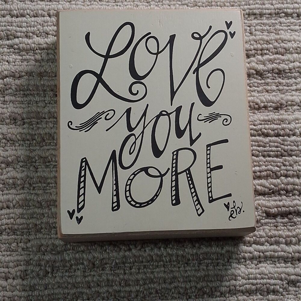 kirklands love you more wooden box sign shelf sitter white black home decor gift